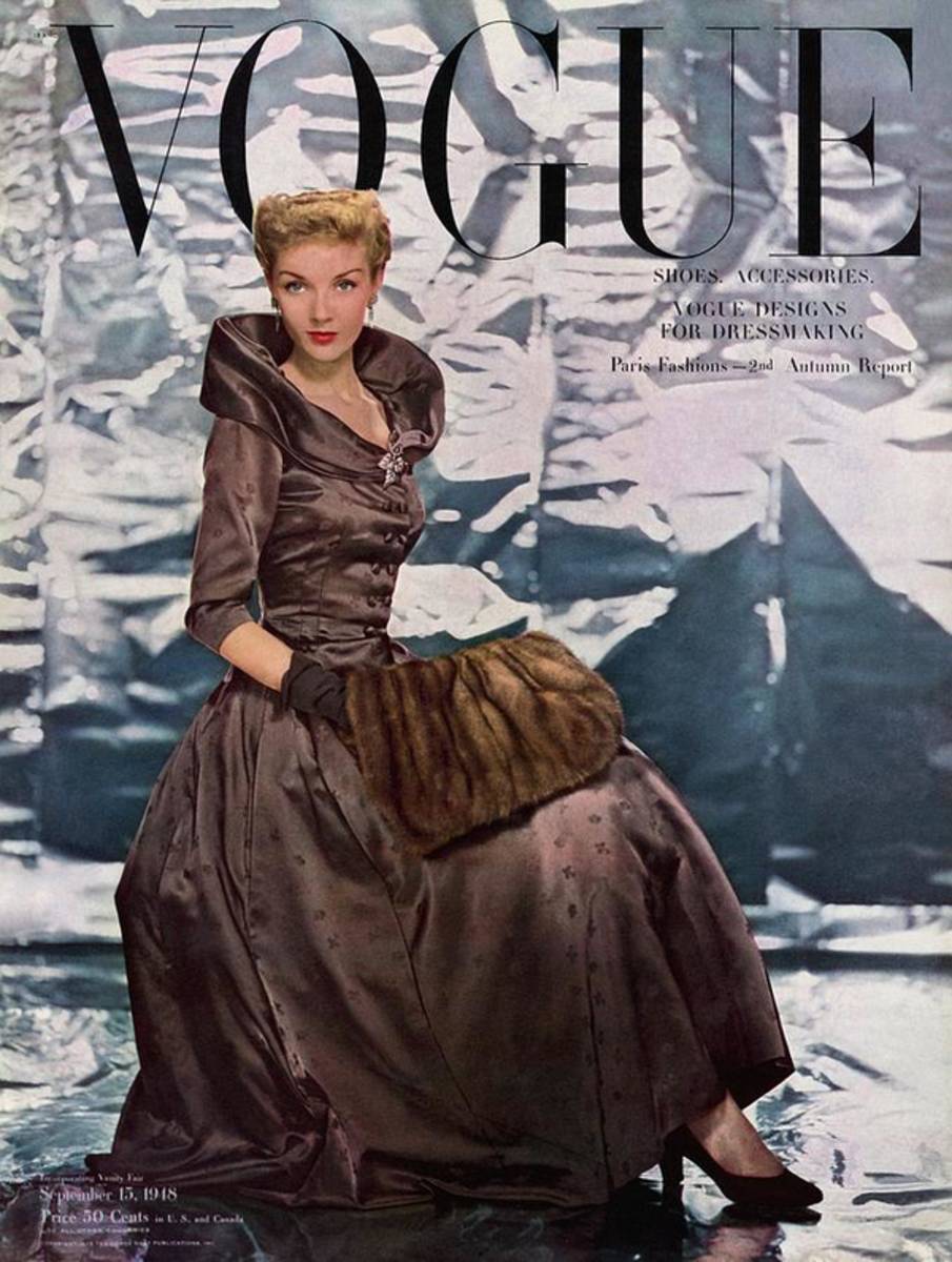 A Vogue Cover Of A Woman Wearing A Brown Dress - Poster | Canvas Wall Art Print