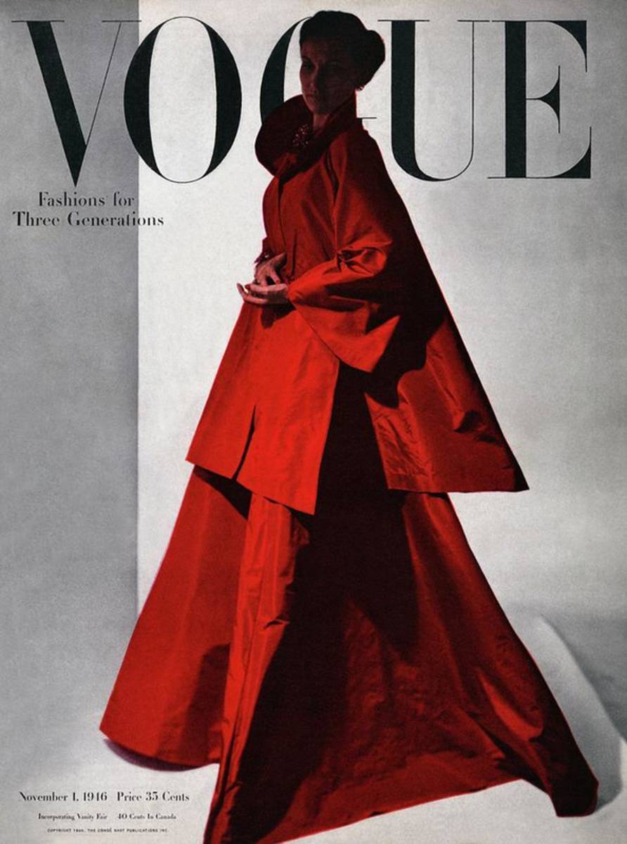 A Vogue Cover Of A Woman Wearing A Red - Poster | Canvas Wall Art Print