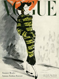 A Vogue Cover Of A Woman Wearing A Striped Coat - Poster | Canvas Wall Art Print
