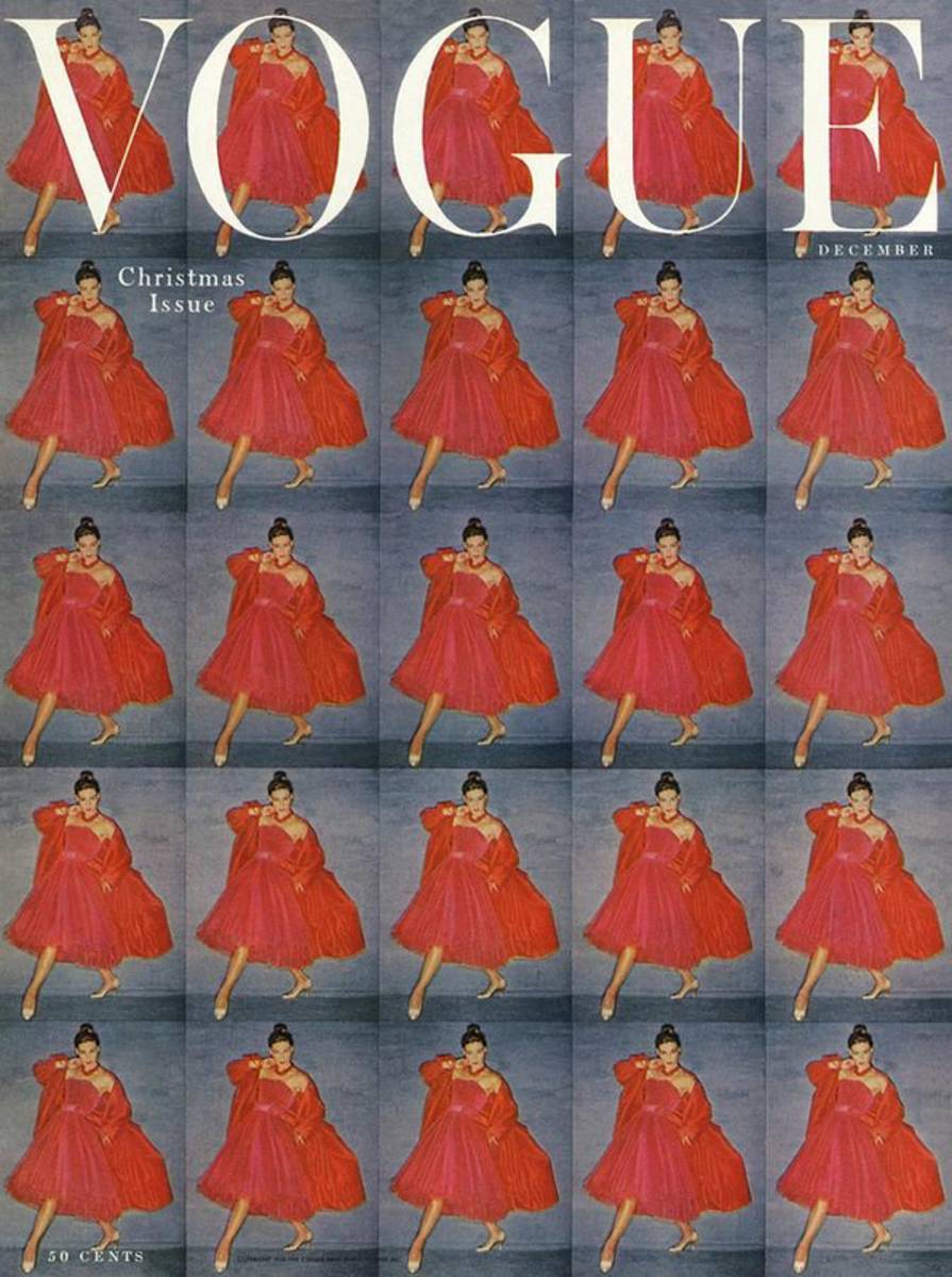 A Vogue Cover Of A Woman Wearing Red - Poster | Canvas Wall Art Print