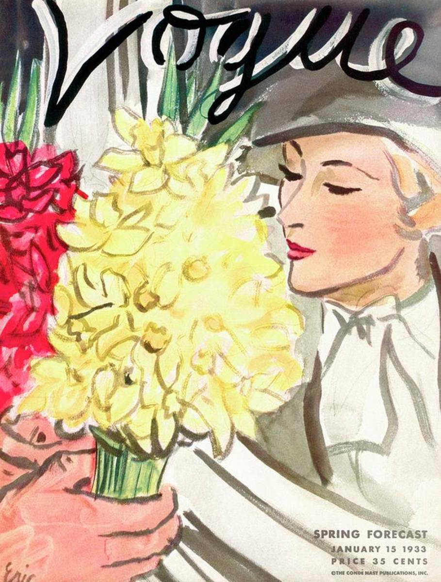 A Vogue Cover Of A Woman With Flowers - Poster | Canvas Wall Art Print