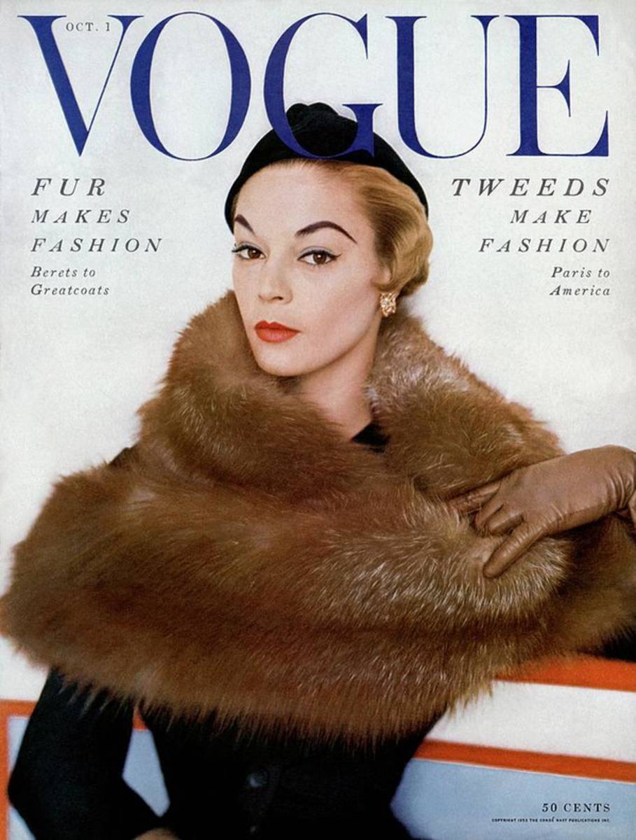 A Vogue Cover Of Jean Patchett Wearing A Fur Wrap - Poster | Canvas Wall Art Print