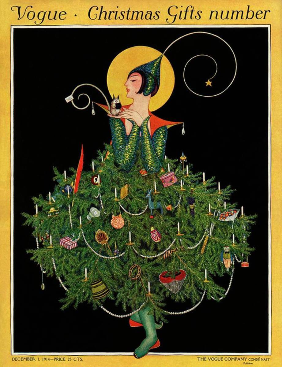 A Woman Dressed As A Christmas Tree - Poster | Canvas Wall Art Print