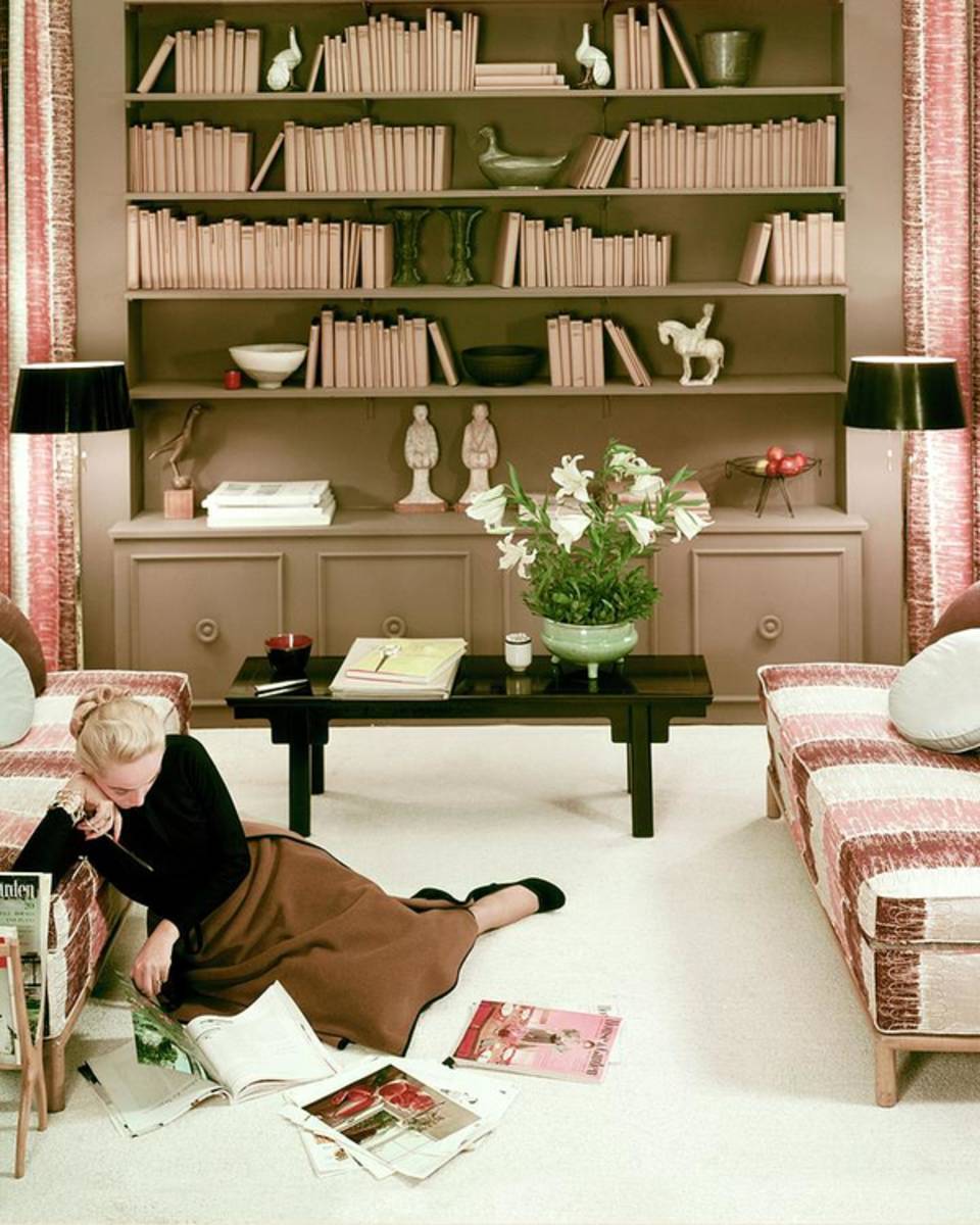 A Woman Reading Magazines On The Floor - Poster | Canvas Wall Art Print