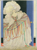 A Woman Wearing A Multicolored Pannier Dress - Poster | Canvas Wall Art Print