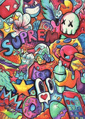 Supreme // Copic Marker Doodle - Poster | Canvas Wall Art Print
