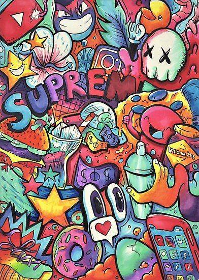 Supreme // Copic Marker Doodle - Poster | Canvas Wall Art Print