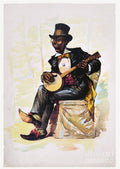 African American Banjo Player Vintage Lithograph 1890 - Poster | Canvas Wall Art Print