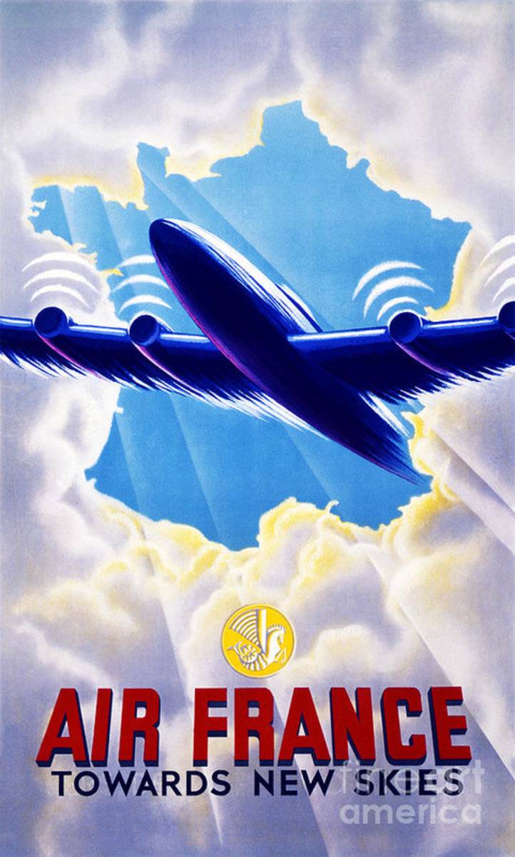 Air France Vintage Travel Restored - Poster | Canvas Wall Art Print