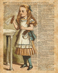 Alice In Wonderland Drink Me Vintage Dictionary Art Illustration - Poster | Canvas Wall Art Print