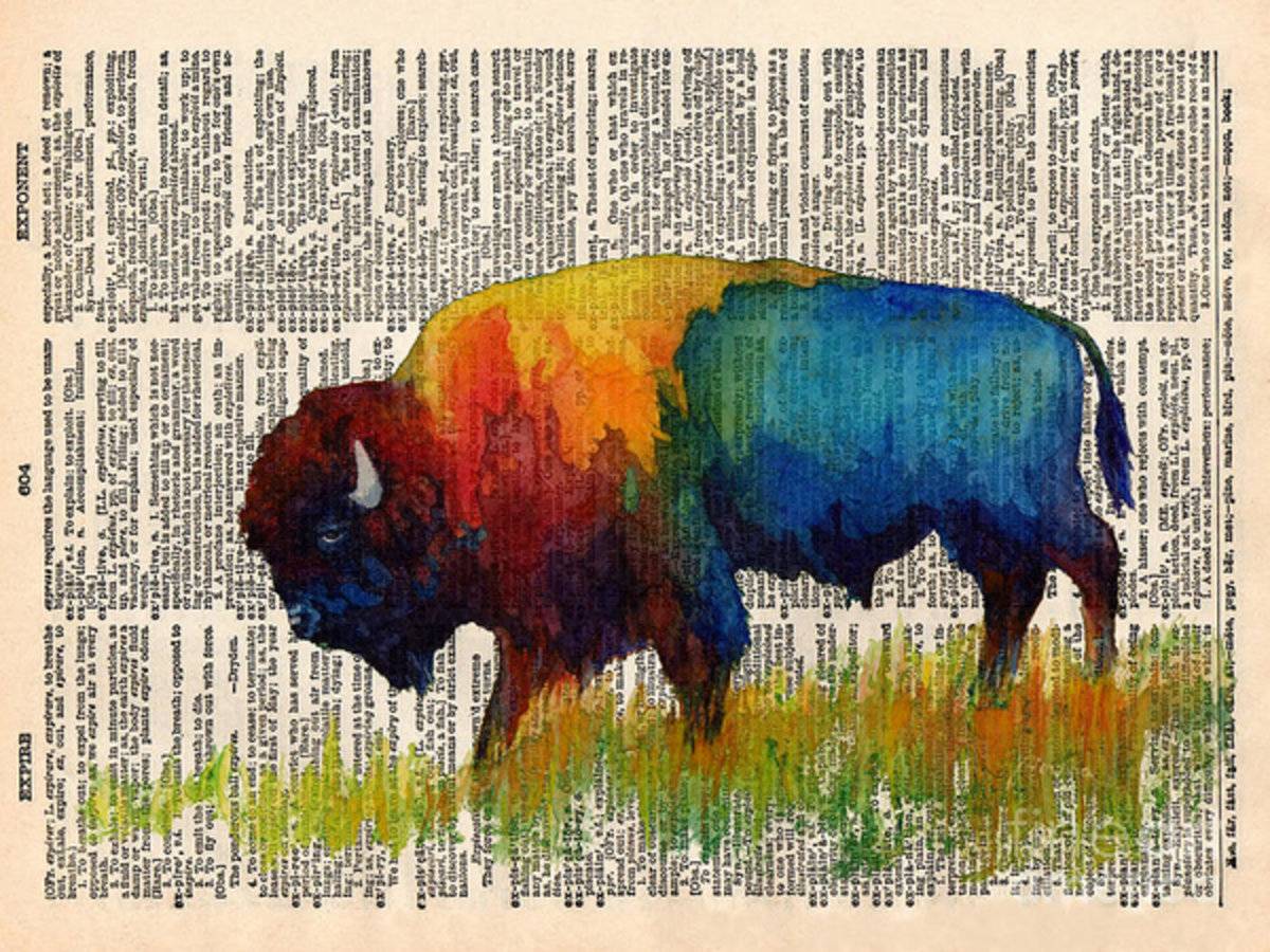 American Buffalo Iii On Vintage Dictionary - Poster | Canvas Wall Art Print