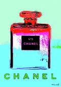 Andy Warhol'S, Chanel No 5, Paris, Eau De Parfum . Cool Blue Background - Poster | Canvas Wall Art Print