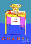 Andy Warhol'S, Chanel No 5, Paris, Eau De Parfum . Warm Blue Background. - Poster | Canvas Wall Art Print