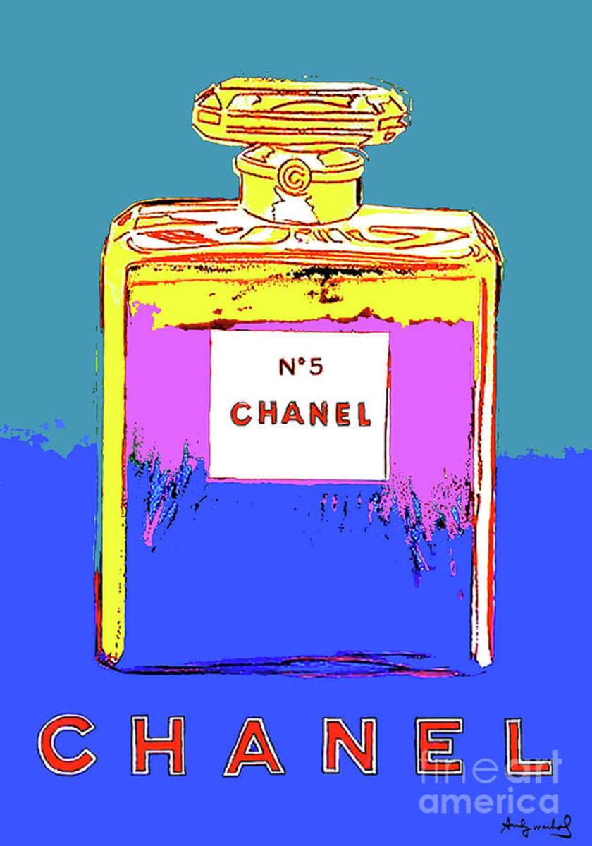 Andy Warhol'S, Chanel No 5, Paris, Eau De Parfum . Warm Blue Background. - Poster | Canvas Wall Art Print