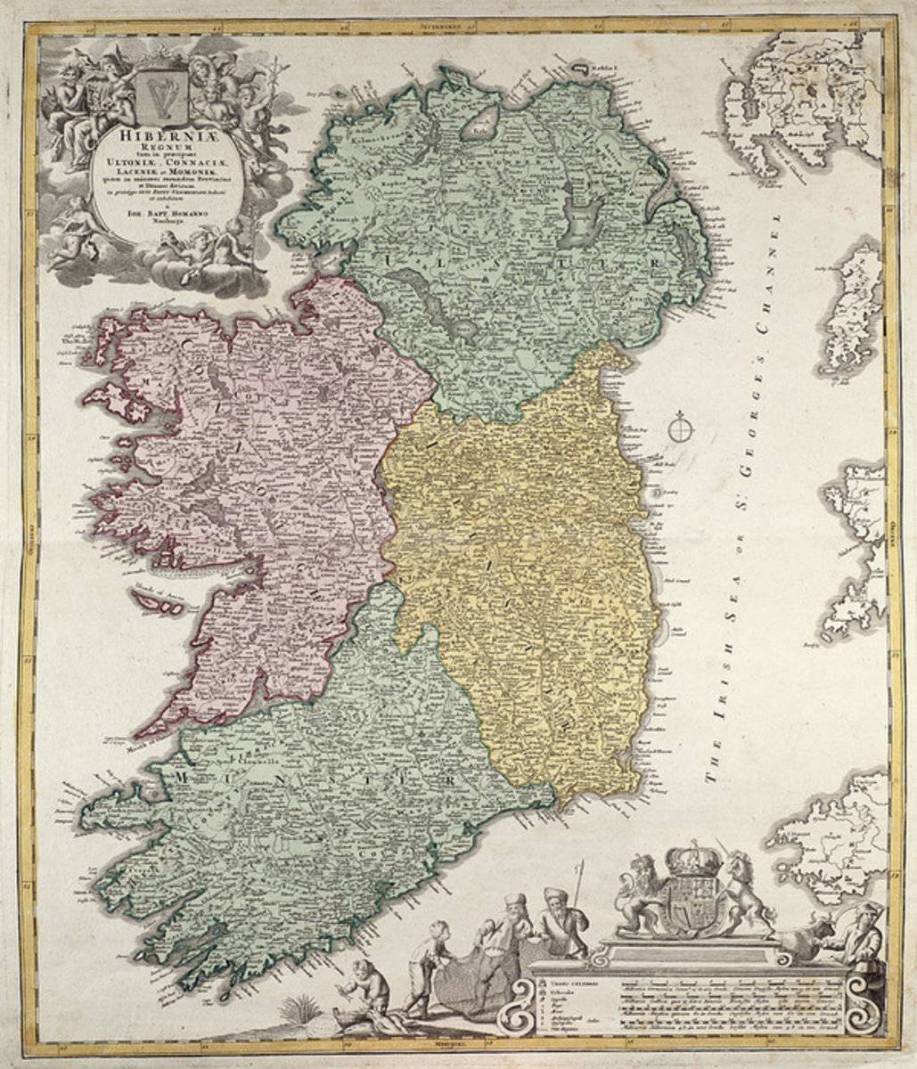 Antique Map Of Ireland Showing The Provinces - Poster | Canvas Wall Art Print