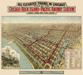 Antique Railroad Map Of Chicago - 1897 - Poster | Canvas Wall Art Print