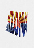 Arizona Typographic Map Flag - Poster | Canvas Wall Art Print