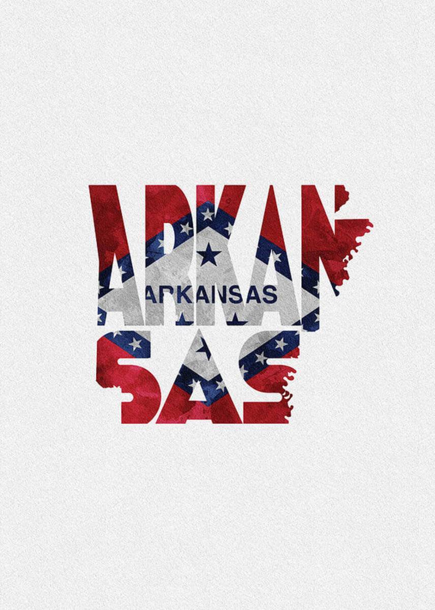 Arkansas Typographic Map Flag - Poster | Canvas Wall Art Print