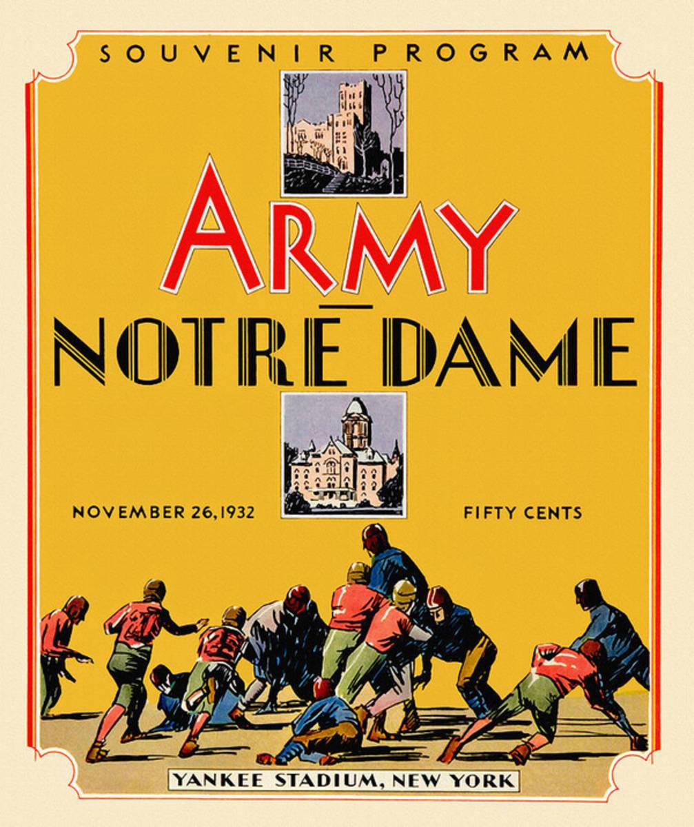 Army Vs Notre Dame 1932 Football Program - Poster | Canvas Wall Art Print