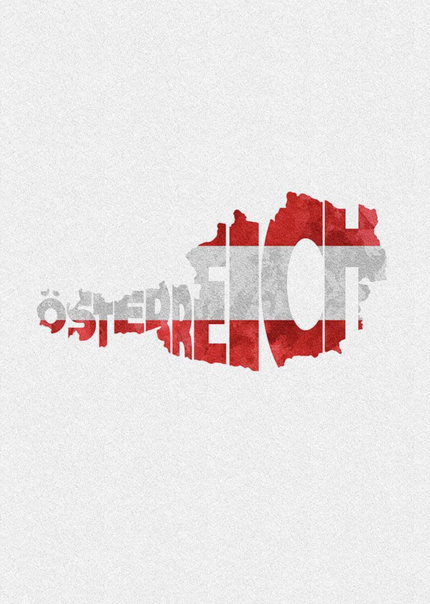 Austria Typographic Map Flag - Poster | Canvas Wall Art Print