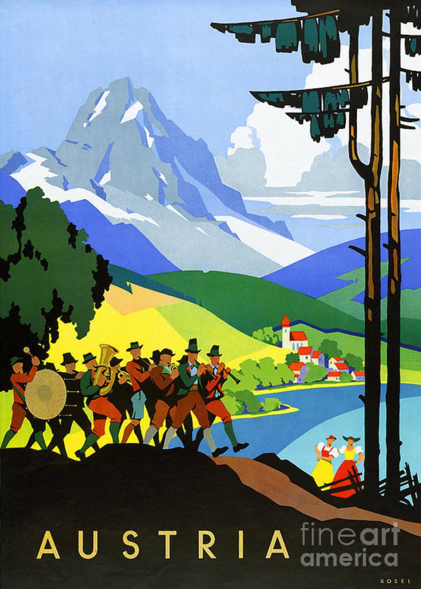 Austria Vintage Travel - Poster | Canvas Wall Art Print