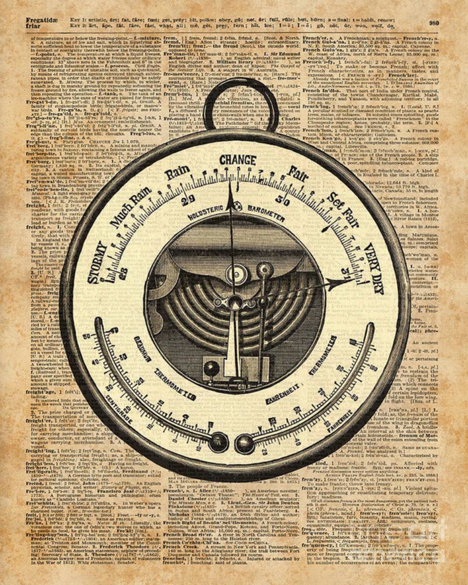 Barometer Vintage Tool Dictionary Art - Poster | Canvas Wall Art Print