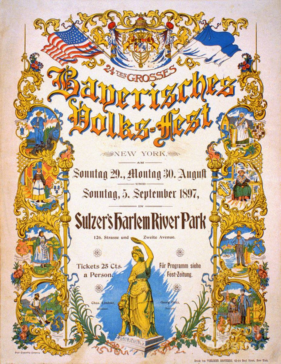 Bavarian Volksfest New York Vintage 1897 - Poster | Canvas Wall Art Print