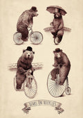 Bears On Bicycles - Poster | Canvas Wall Art Print