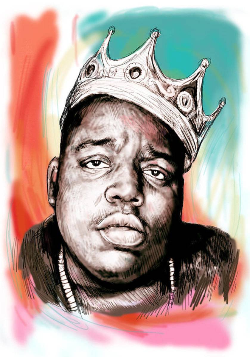 Biggie Smalls Colour Drawing Art - Rapper - Poster | Canvas Wall Art Print
