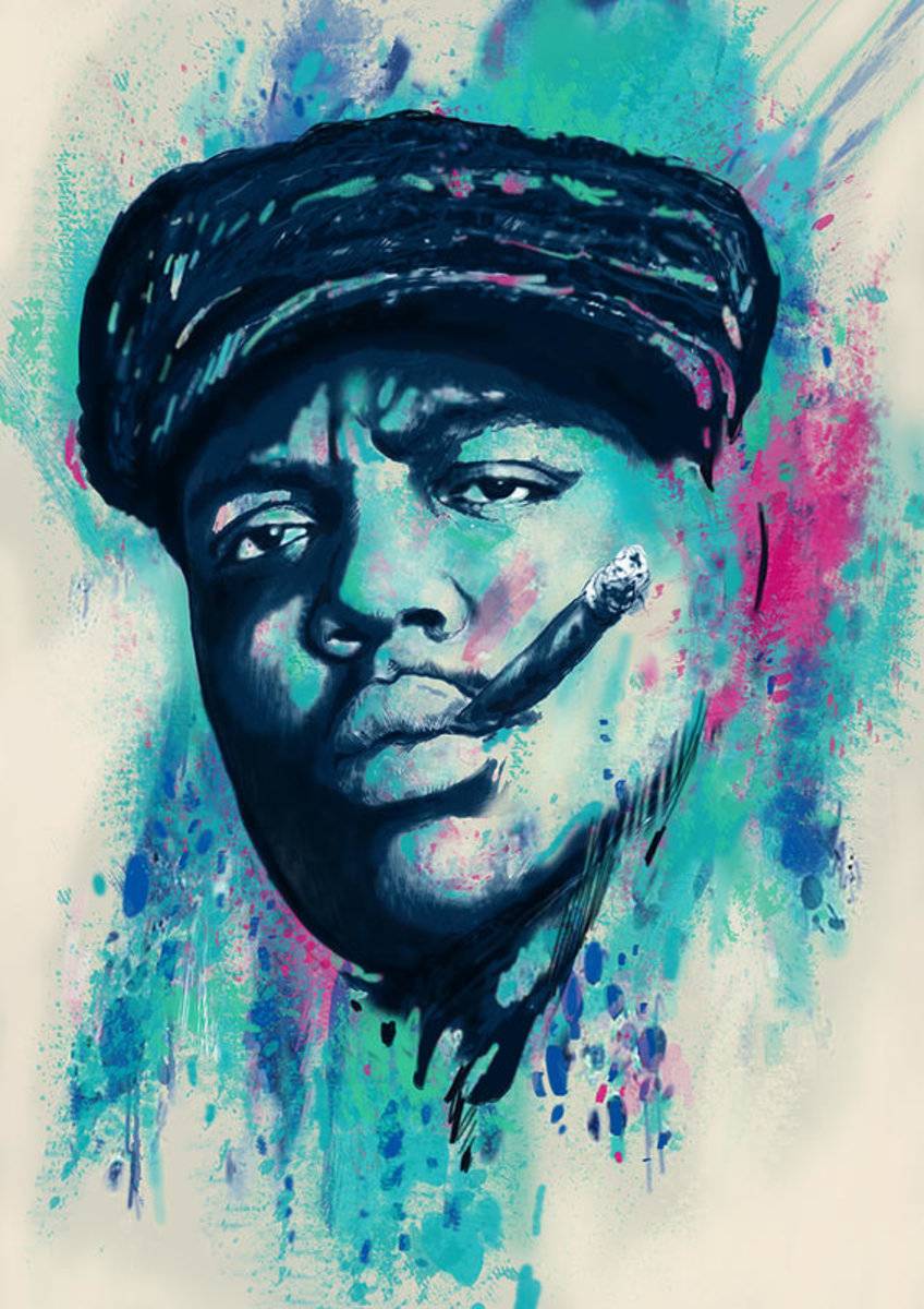 Biggie Smalls Modern Art Drawing - Rapper - Poster | Canvas Wall Art Print