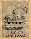 Boat Expedition,Ship Excursion,Music Crew,Vintage Ink Dictionary Art - Poster | Canvas Wall Art Print