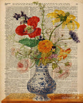 Bouquet Of Flowers Over Dictionary Page - Poster | Canvas Wall Art Print
