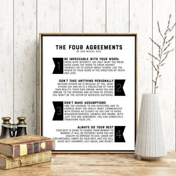 The Four Agreements Printable Quotes, Don Miguel Ruiz, Motivational Art, Inspirational Art, Book Quote Gift - Poster | Canvas Wall Art Print