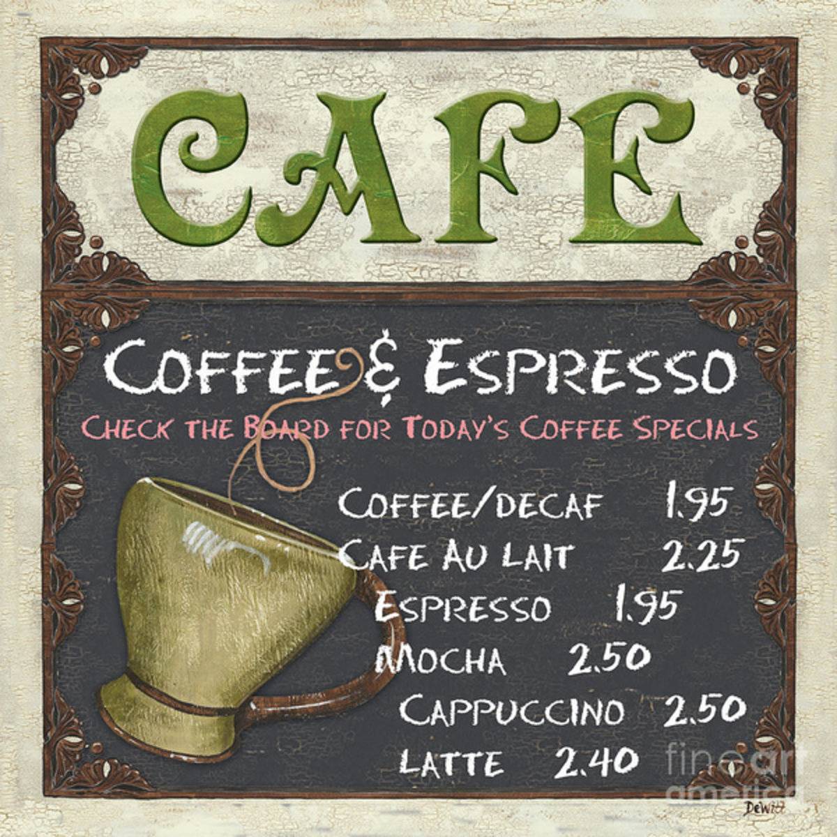 Cafe Chalkboard - Poster | Canvas Wall Art Print