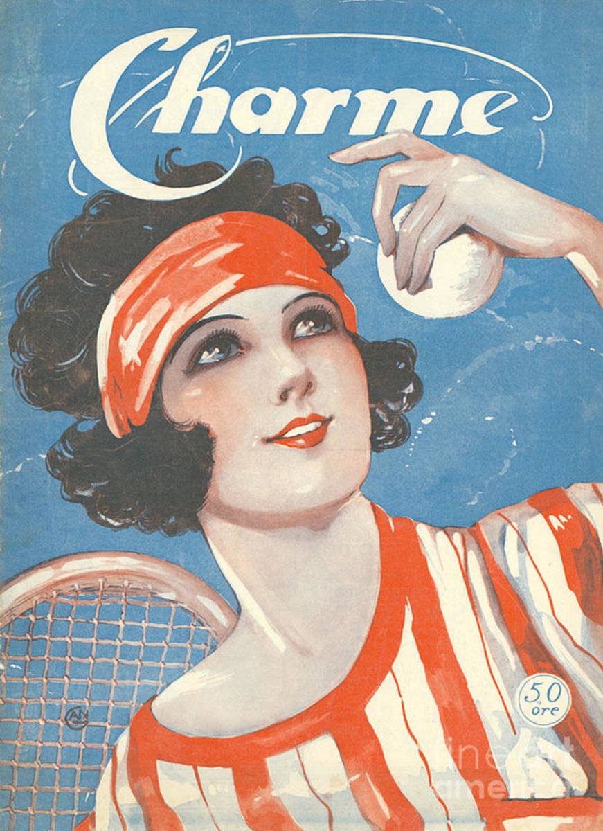 Charm 1924 1920S Usa Tennis Magazines - Poster | Canvas Wall Art Print
