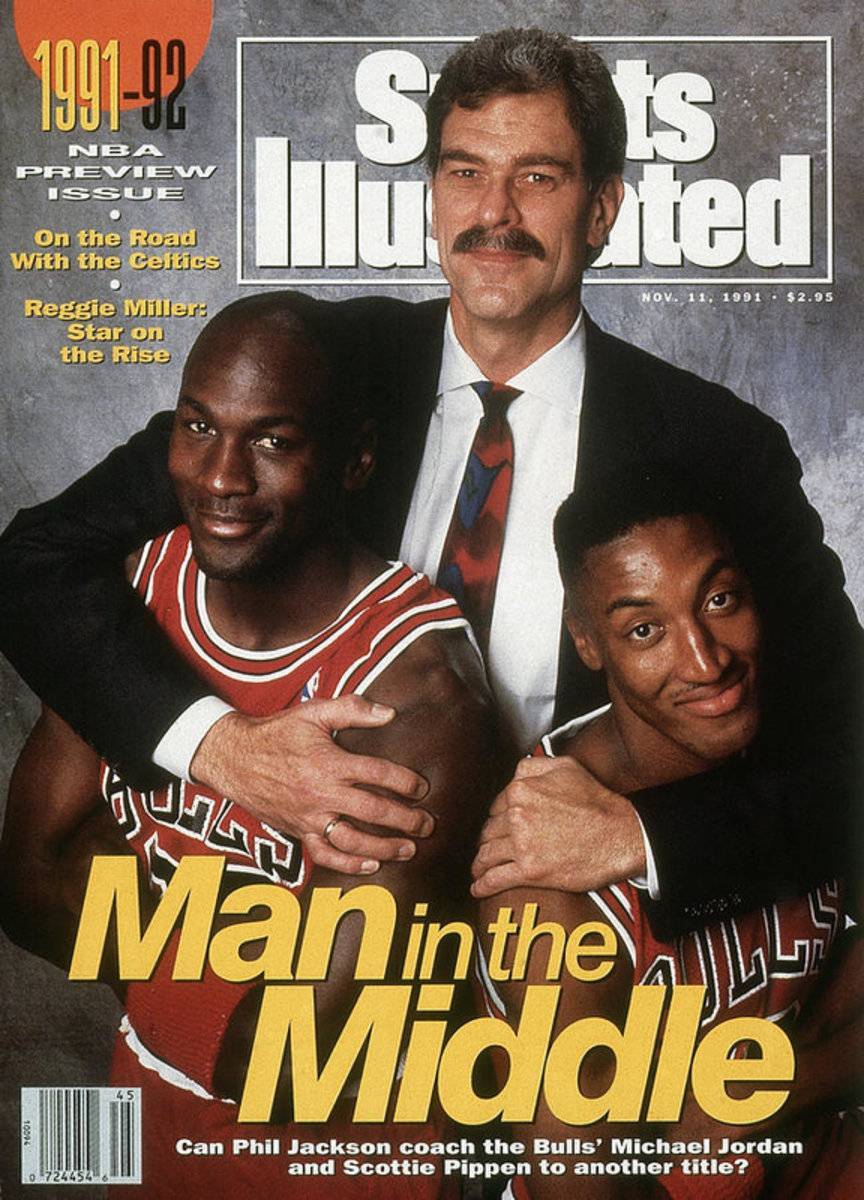 Chicago Bulls Coach Phil Jackson, Michael Jordan, And Sports Illustrated Cover - Poster | Canvas Wall Art Print