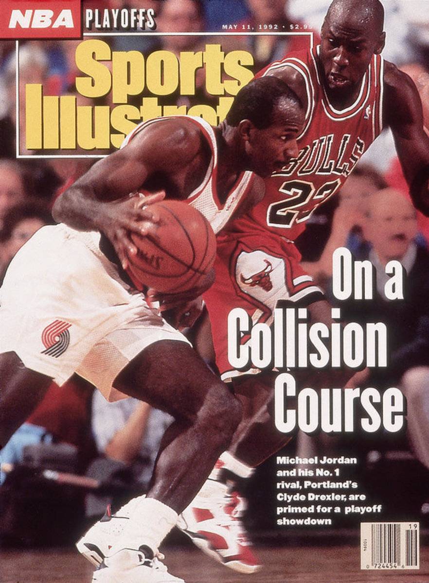 Chicago Bulls Michael Jordan And Portland Trail Blazers Sports Illustrated Cover - Poster | Canvas Wall Art Print