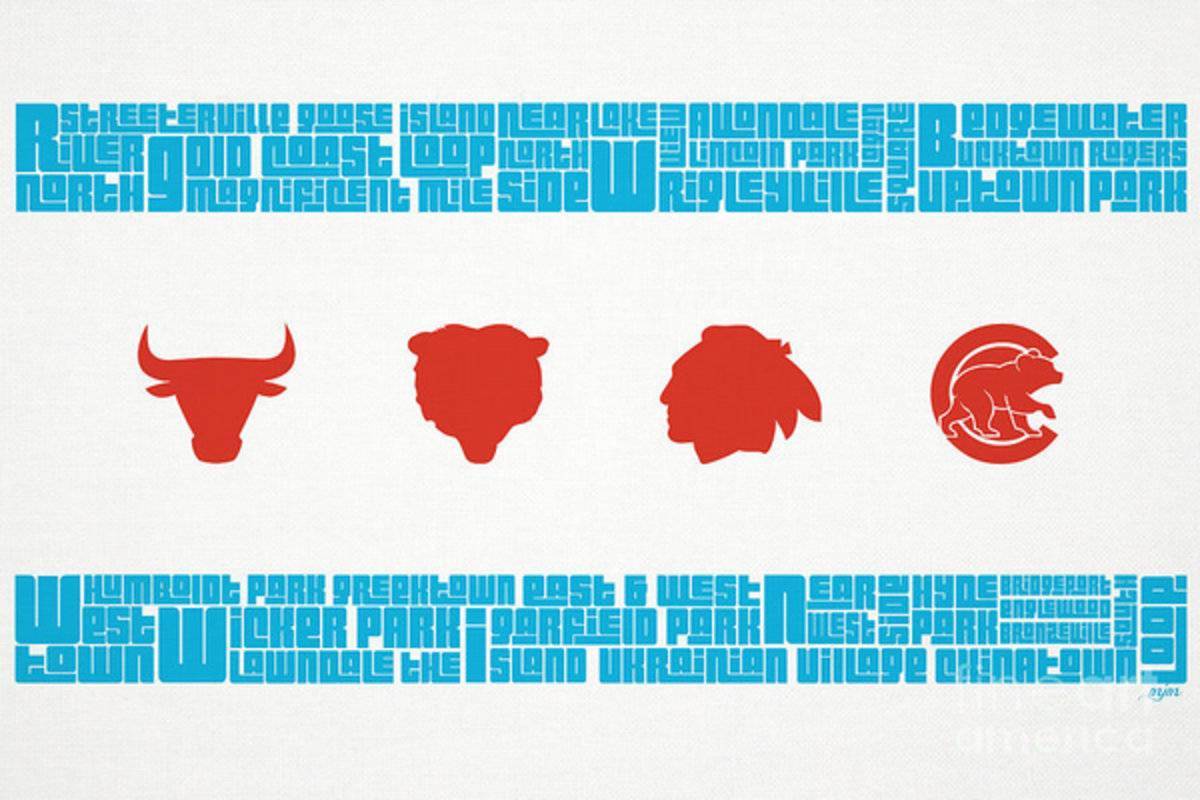 Chicago Flag Sports Teams - Poster | Canvas Wall Art Print