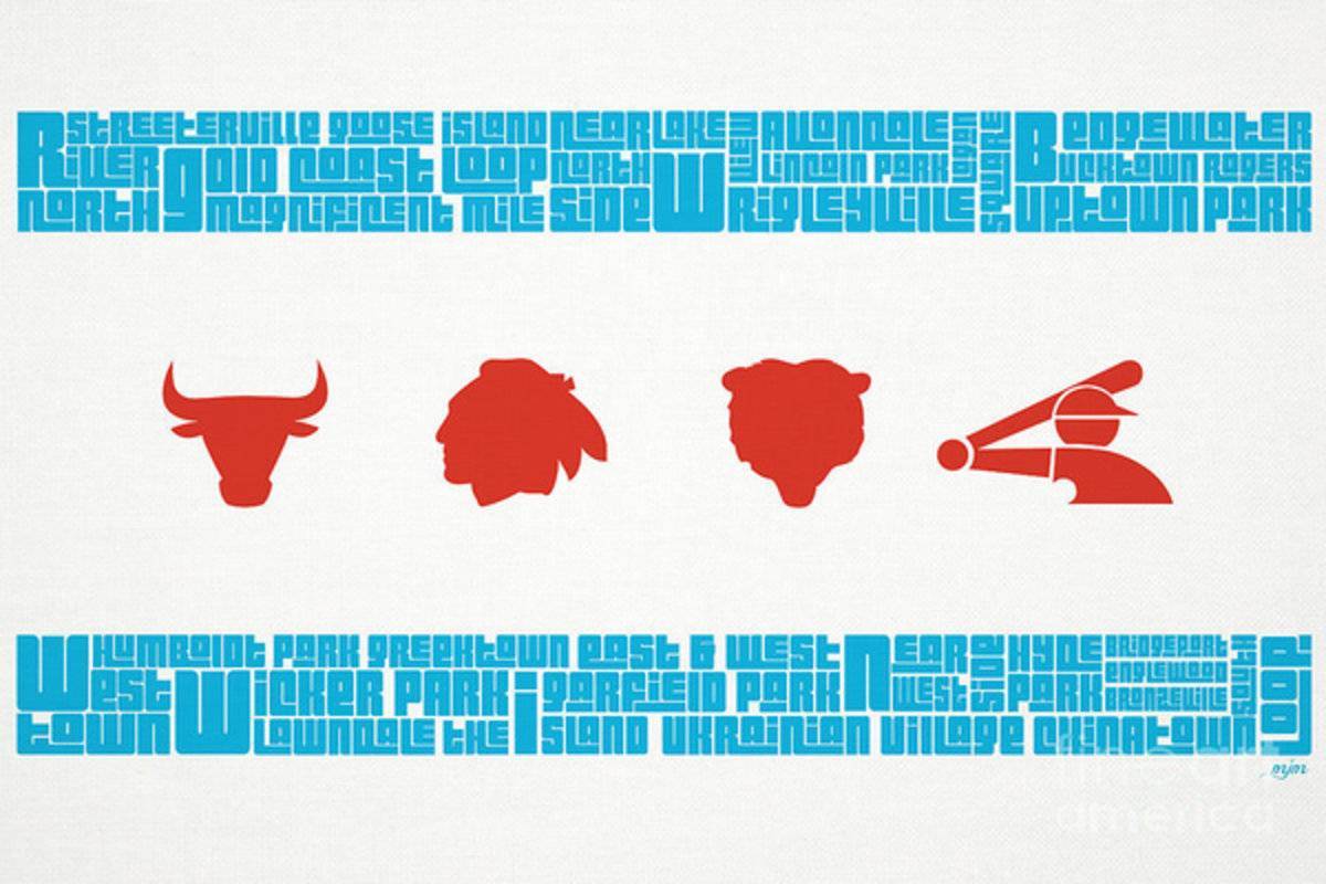 Chicago Flag Sports Teams V2 - Poster | Canvas Wall Art Print