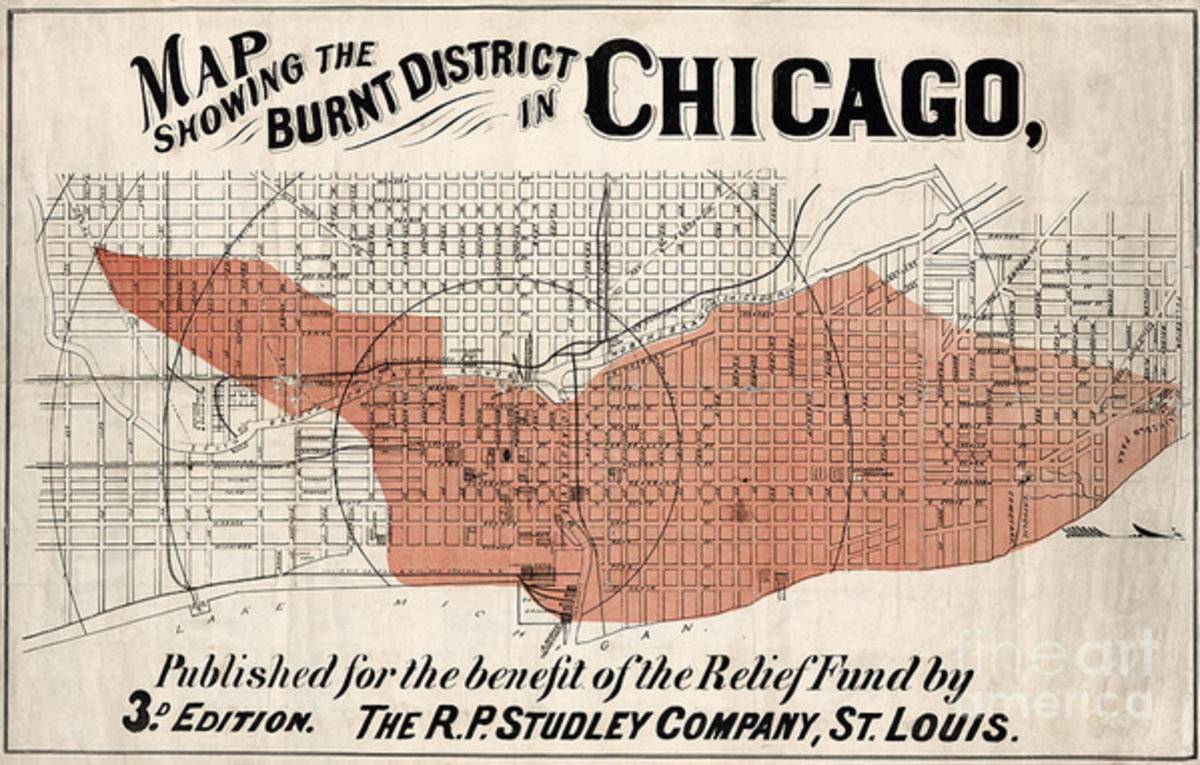 Chicago Map From 1871 After Fire Restored - Poster | Canvas Wall Art Print
