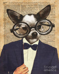 Chihuahua Hipster Dictionary Art - Poster | Canvas Wall Art Print