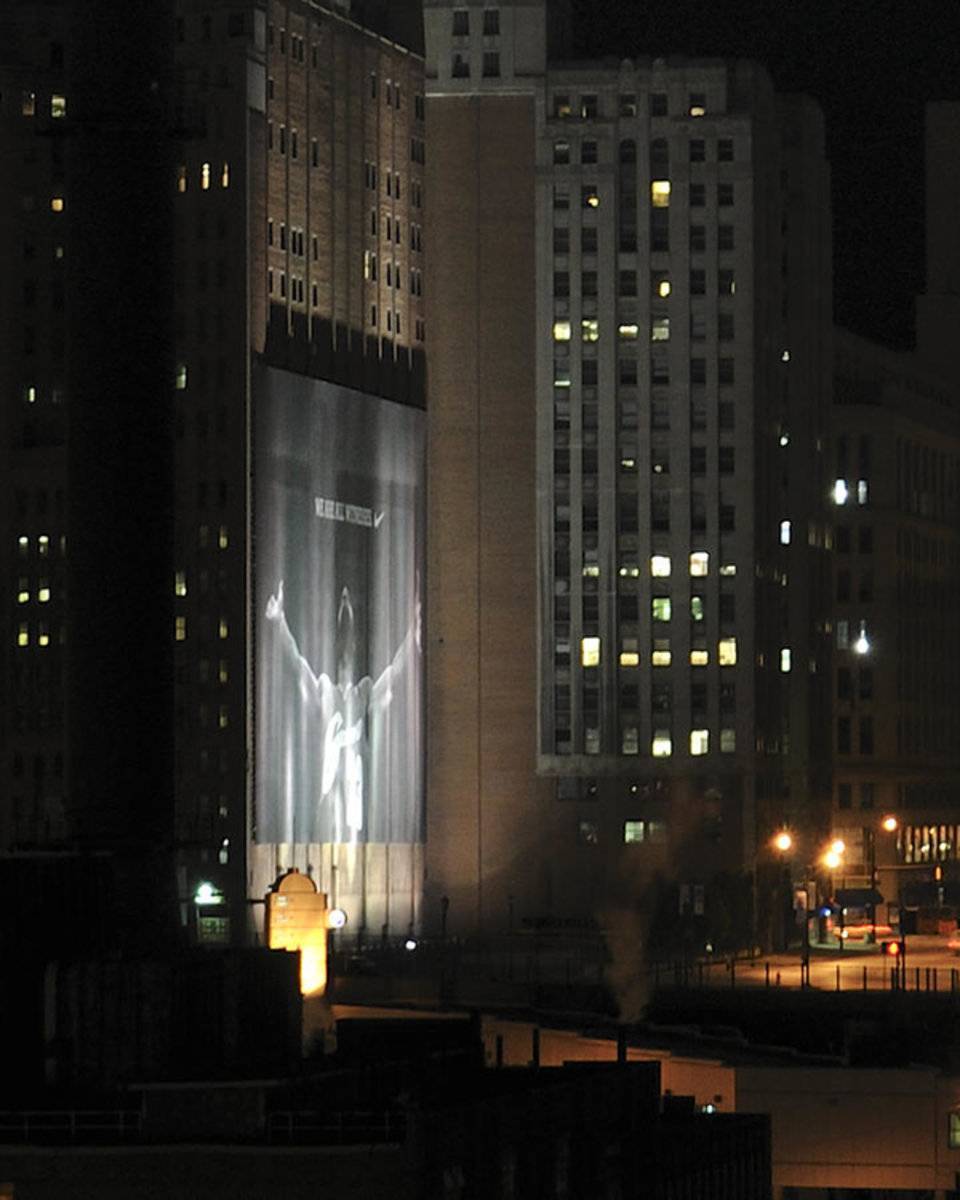 Cleveland At Night 03 - Lebron James Light Display - Poster | Canvas Wall Art Print