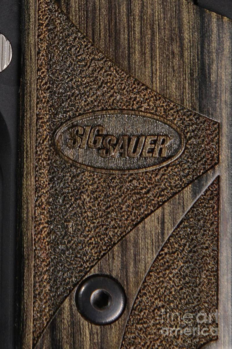 Closeup Of Sig Sauer Pistol Grip - Poster | Canvas Wall Art Print
