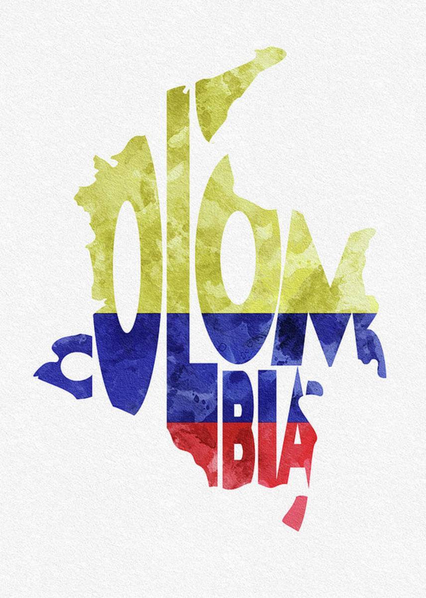 Colombia Typographic Map Flag - Poster | Canvas Wall Art Print