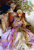 Colonial Style Couple Under Mistletoe - Digital Remastered Edition - Poster | Canvas Wall Art Print