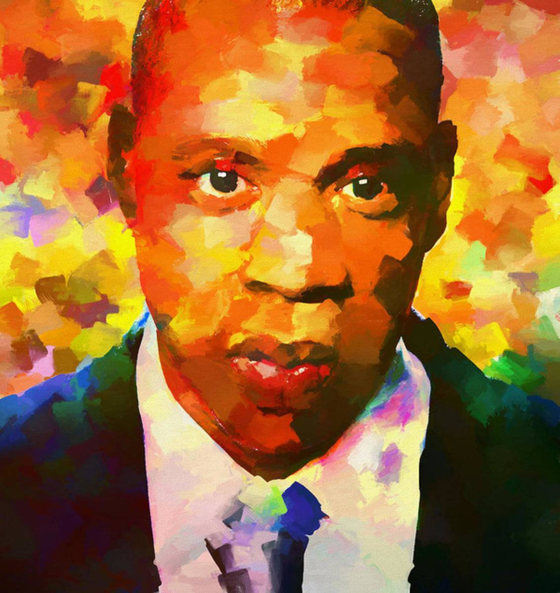 Colorful Jay Z Palette Knife - Rapper - Poster | Canvas Wall Art Print