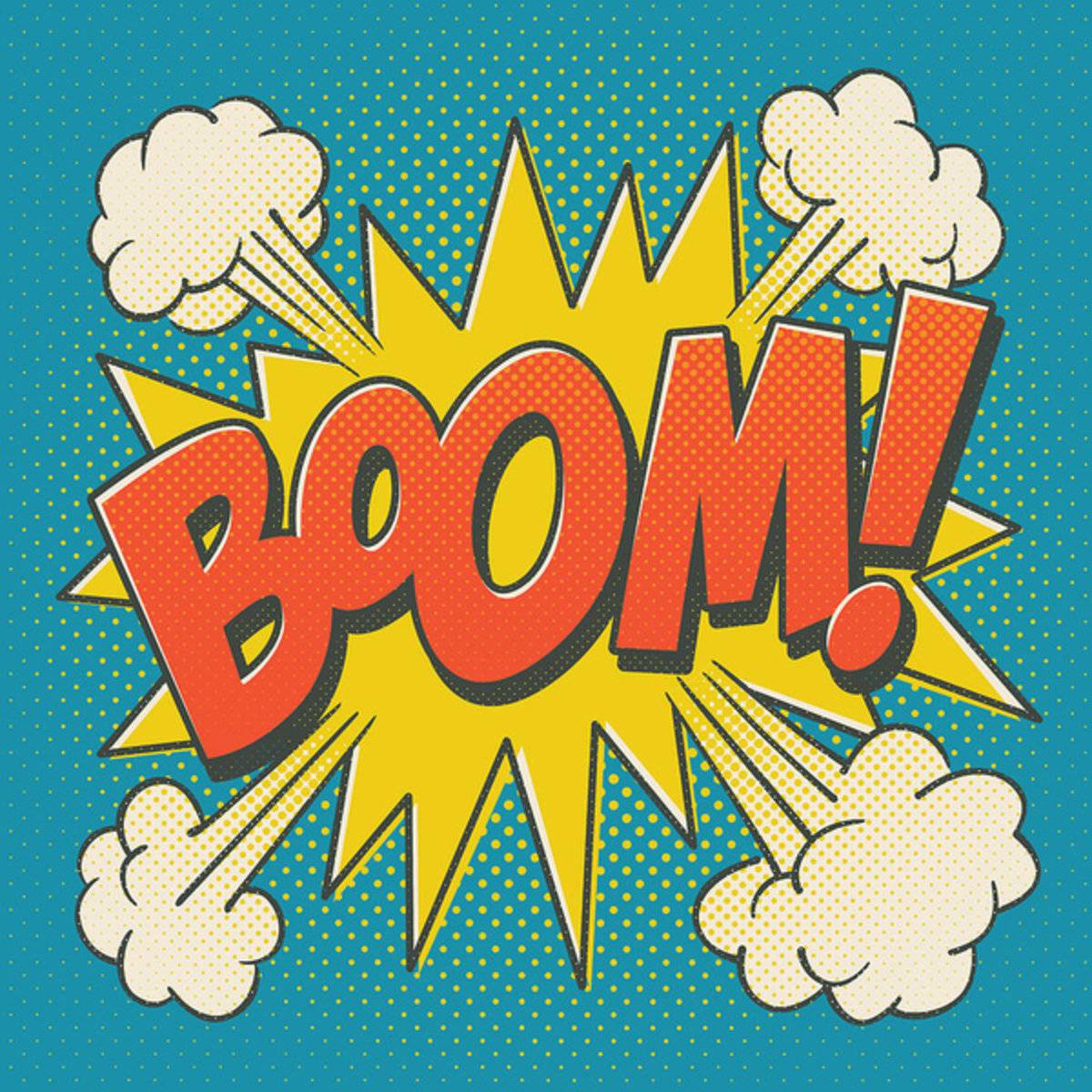 Comic Boom On Blue - Poster | Canvas Wall Art Print