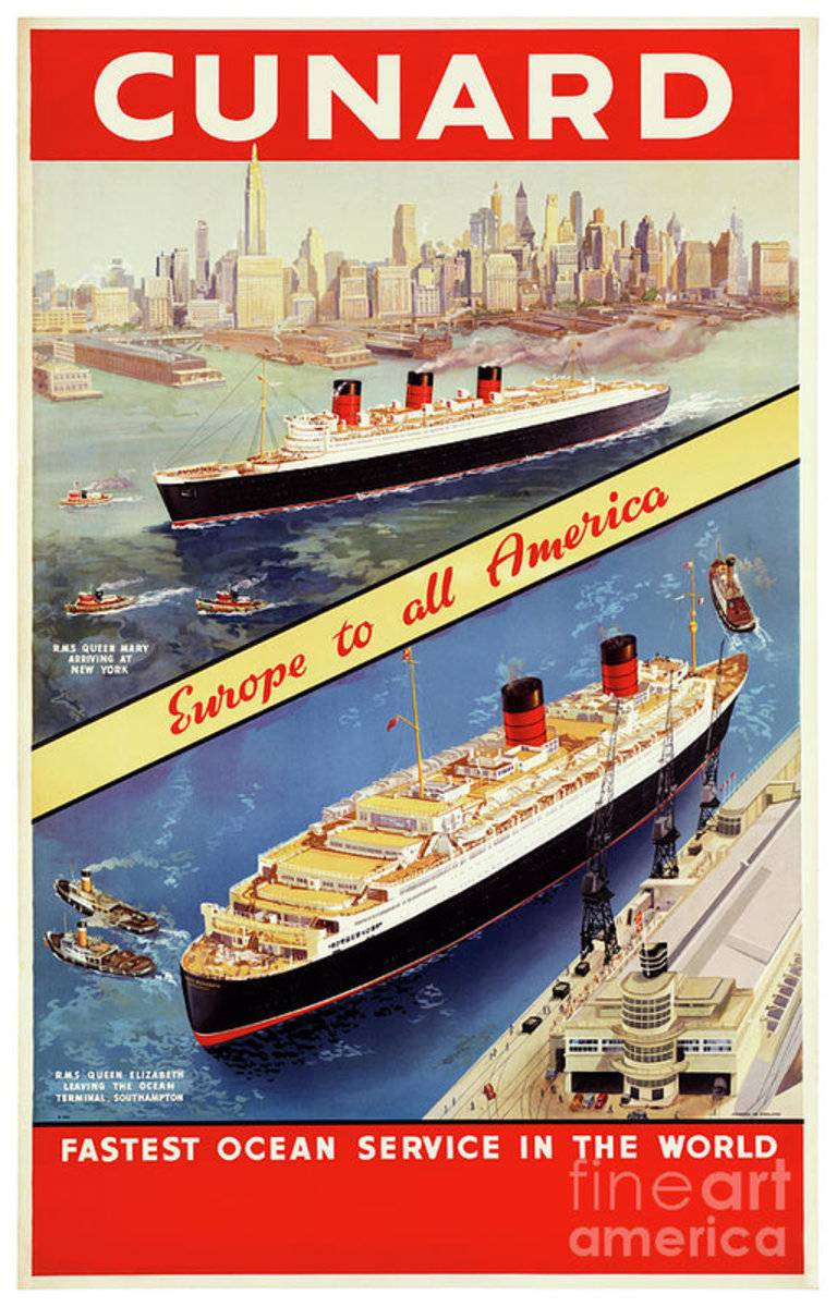 Cunard Vintage Travel Restored - Poster | Canvas Wall Art Print