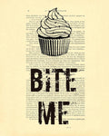 Cupcake Bite Me Typography - Poster | Canvas Wall Art Print