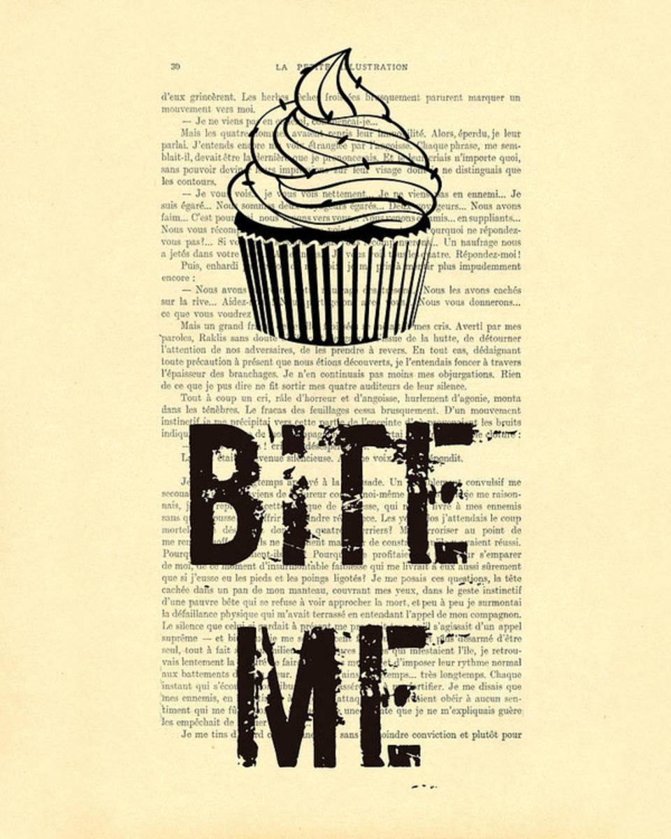 Cupcake Bite Me Typography - Poster | Canvas Wall Art Print